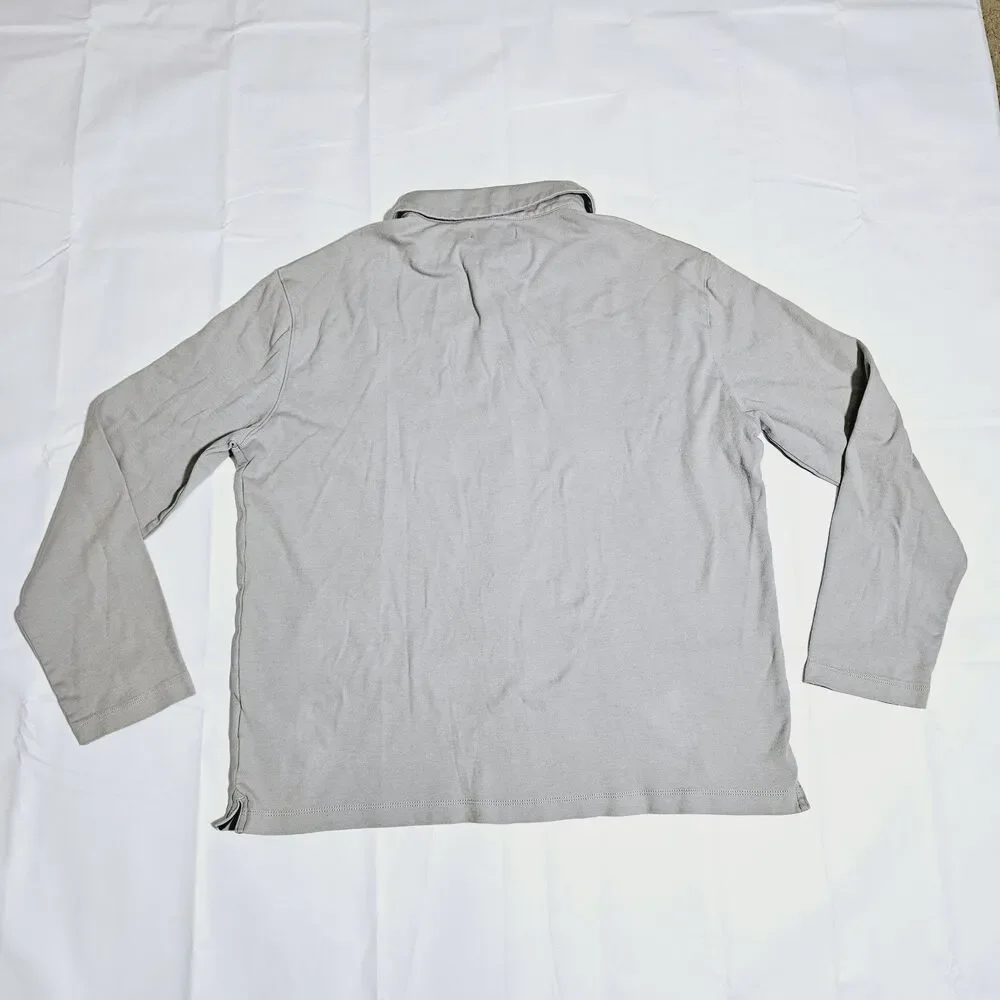 Banana Republic Men's Gray Large Long‎ Sleeve Polo 100% Cotton Classic Preppy